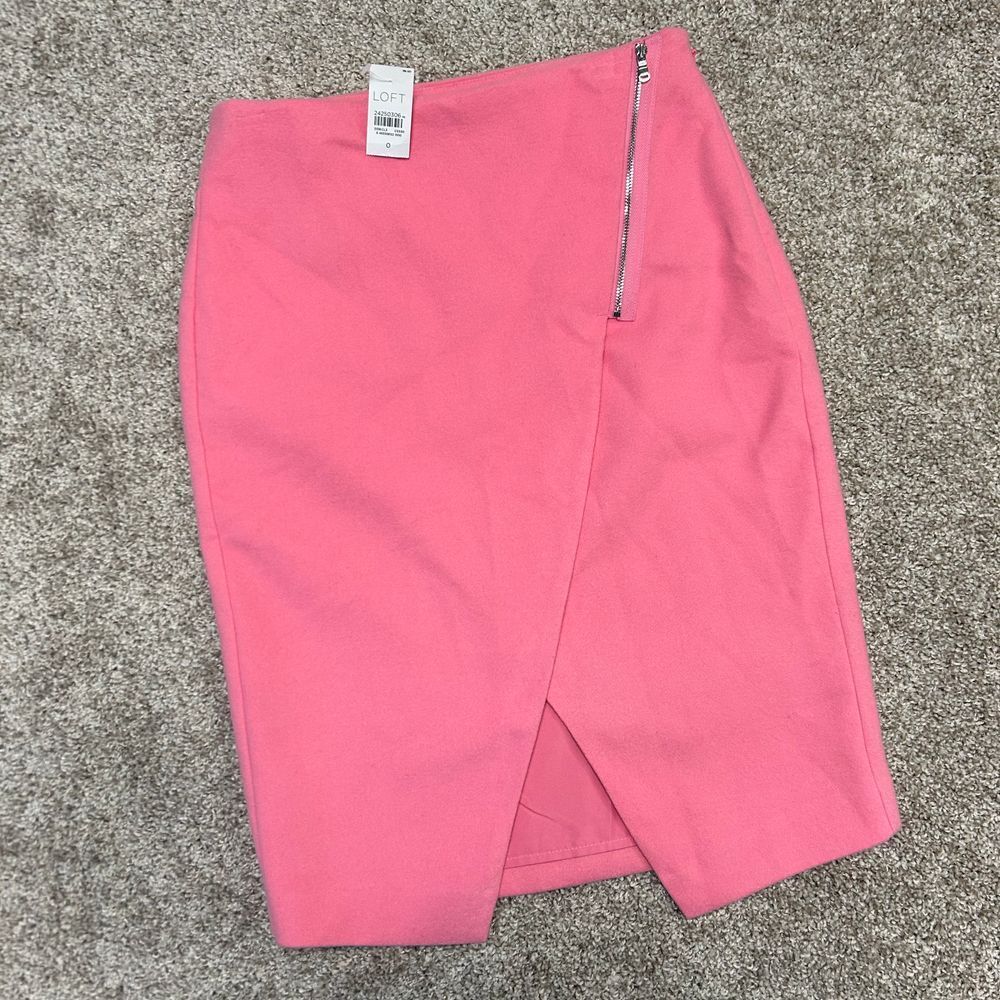NWT Loft Pink Zip Wrap Pencil Skirt‎ Women Size 0 Lined